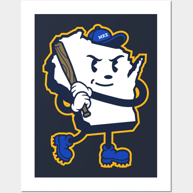 Milwaukee 'Cream City Baseball State' Fan T-Shirt: Hit a Home Run with Brew City's Baseball Mascot Design! Wall Art by CC0hort